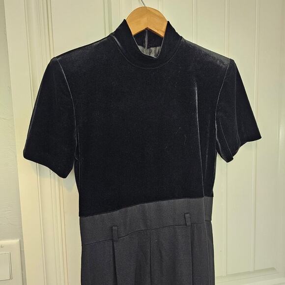 Vintage 90s John Roberts Velvet Jumper Womens Size 6 Black Mock Neck Whimsygoth - Picture 3 of 13